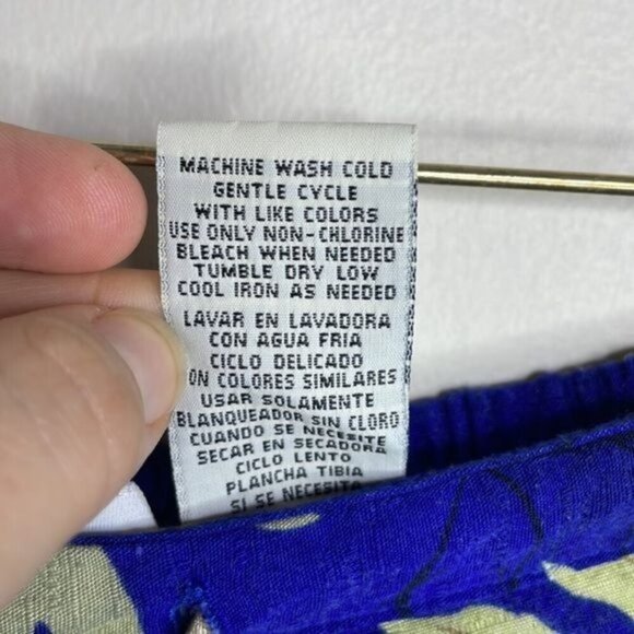 Vintage White Stag Size L Blue Tropical Hawaiian Floral Cropped Wide Leg Pants - Picture 7 of 12